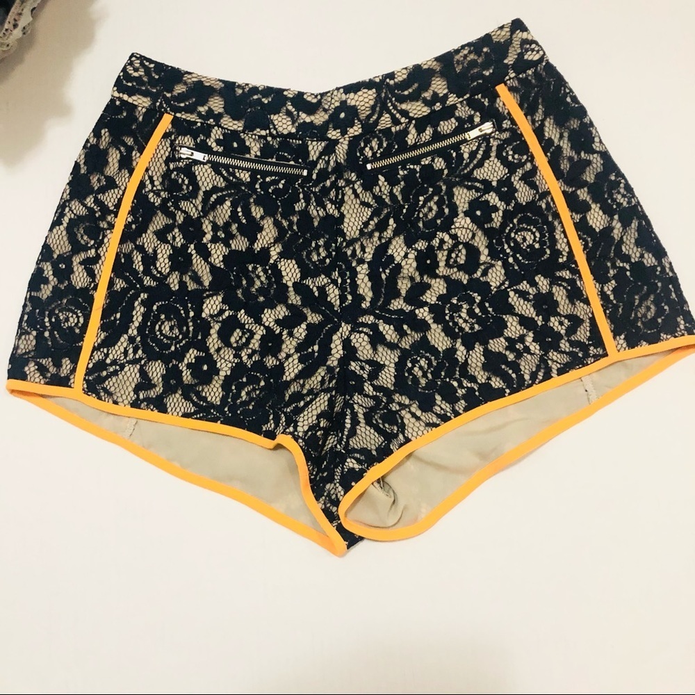Finders Keepers Lace Orange Trim Dressy Shorts